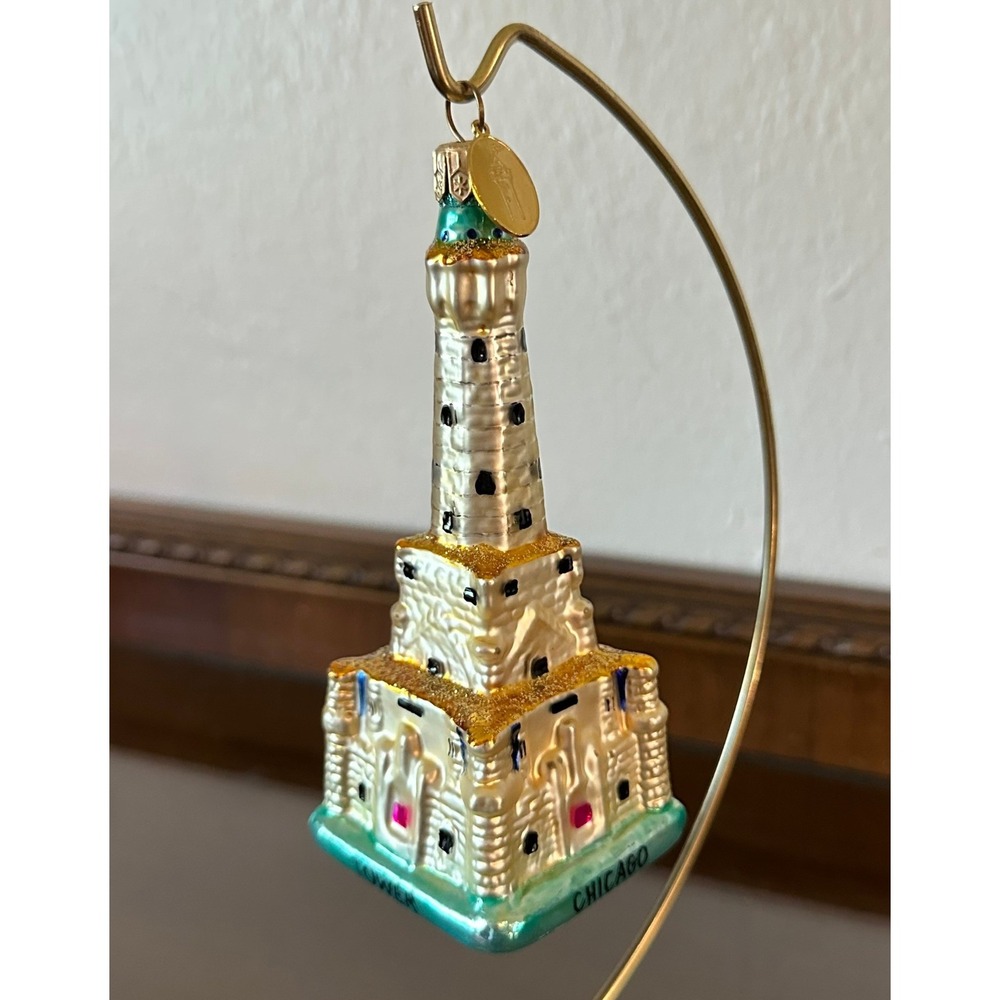 Landmark Creations Chicago Water Tower Hand Painted European Glass Ornament